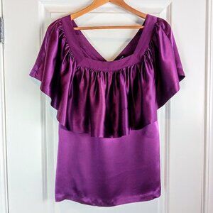 Laila Azhar Purple Silk Sleeveless Back Bow Top